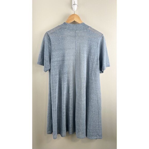 Eileen Fisher Open Front Long Cardigan Linen‎ Blend Size M/L? Blue Short Sleeve - Picture 4 of 6